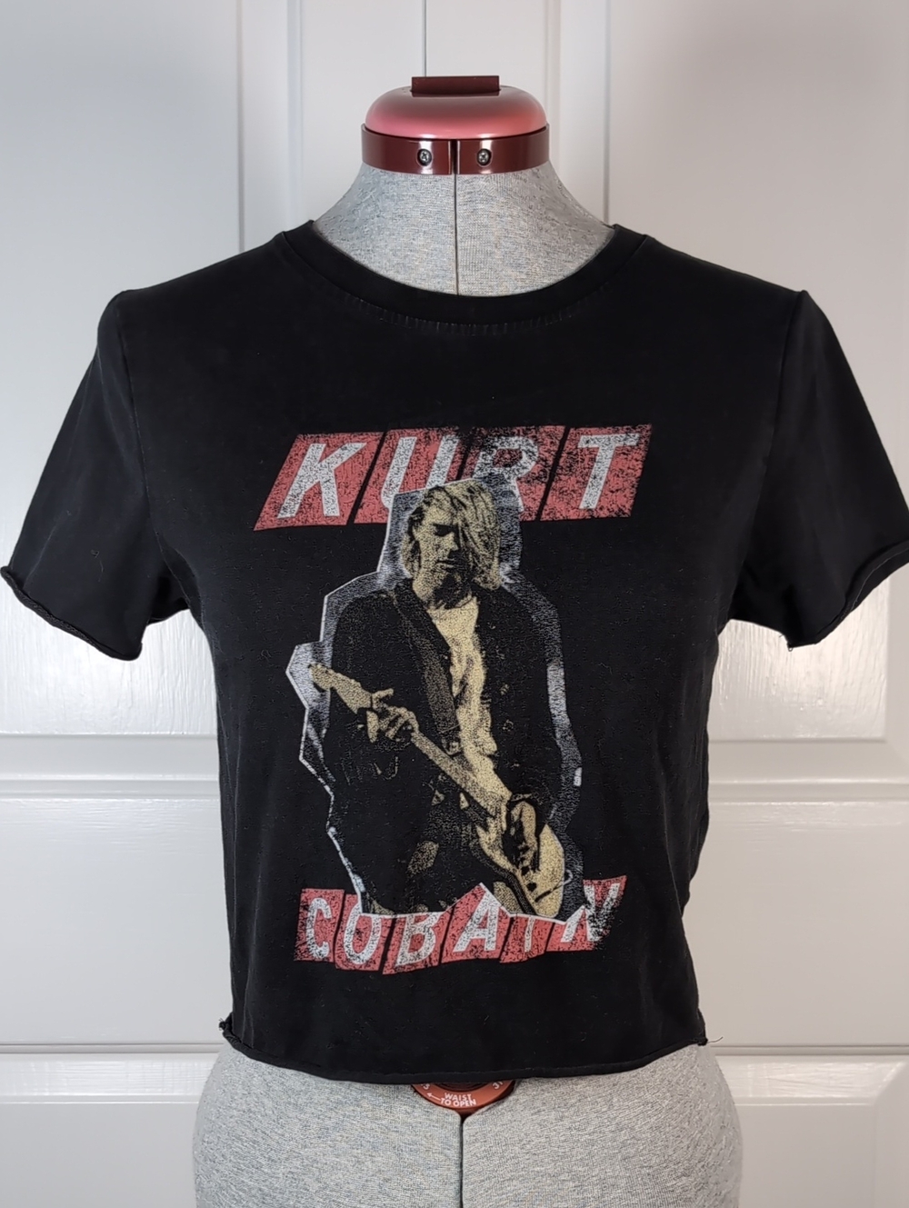 Vintage Nirvana Kurt Cobain Graphic Crop Top Tee Y2K Goth Grunge Punk Retro Tee